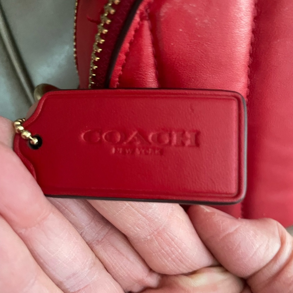Coach Cherry Red Leather Quilted Crossbody Bag - Picture 3 of 7